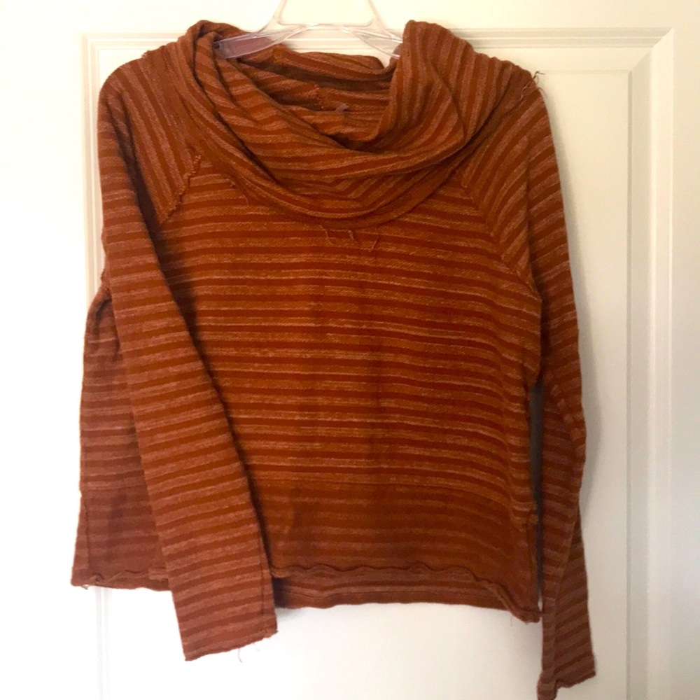 Free people frayed seam cowl neck top